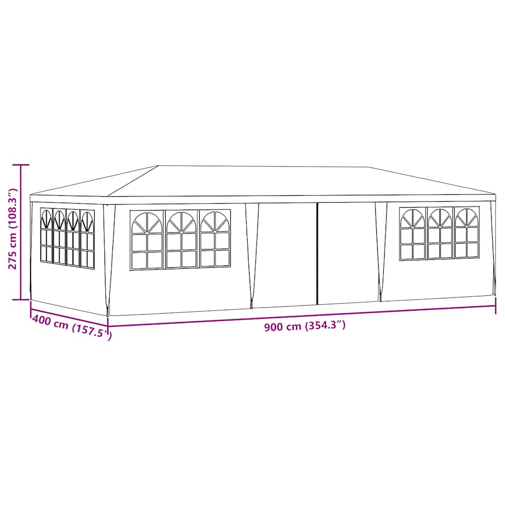 Professional Party Tent with Side Walls 4x9 m Blue 90 g/m?