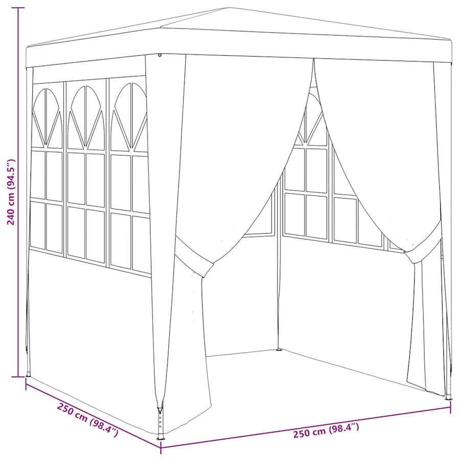 Professional Party Tent with Side Walls 2.5x2.5 m Anthracite 90 g/m?