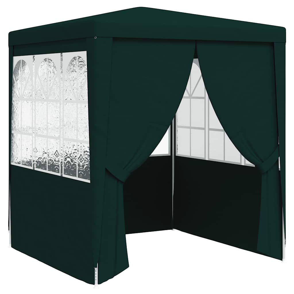 Professional Party Tent with Side Walls 2.5x2.5 m Green 90 g/m?