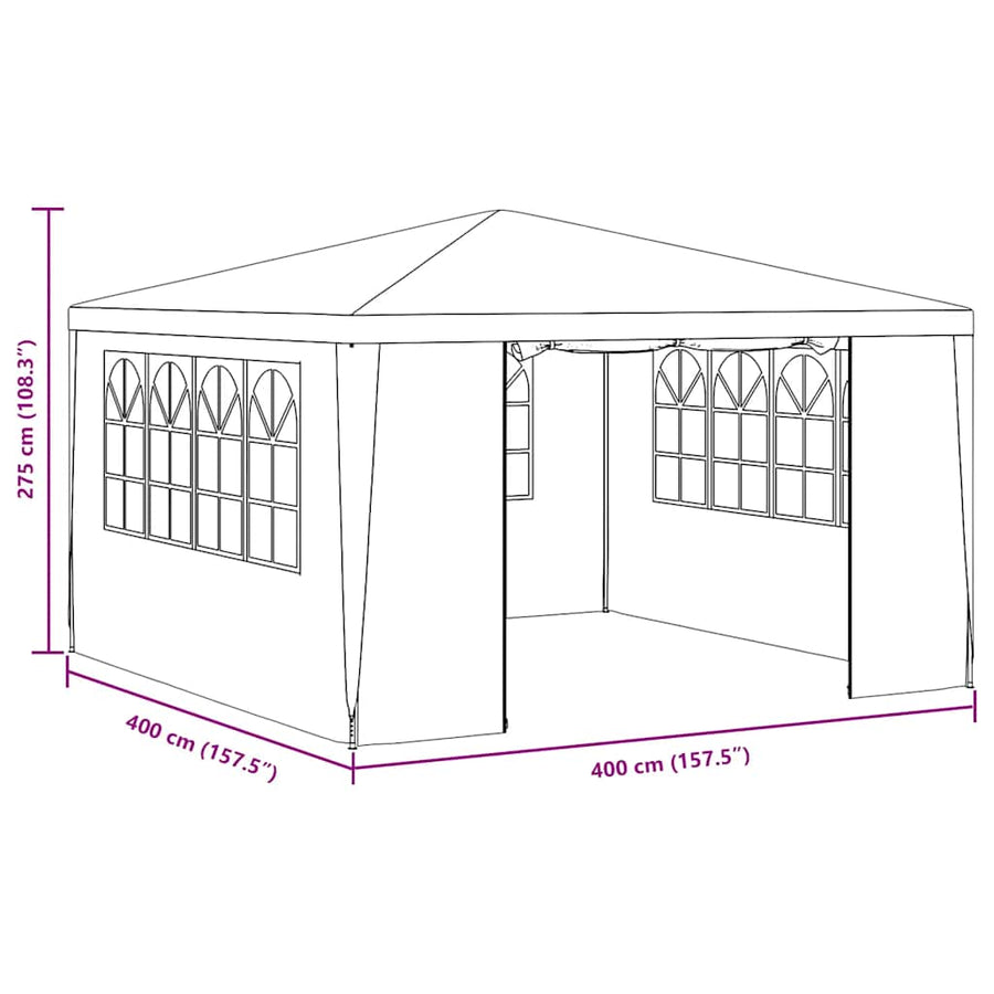 Professional Party Tent with Side Walls 4x4m Anthracite 90 g/m²