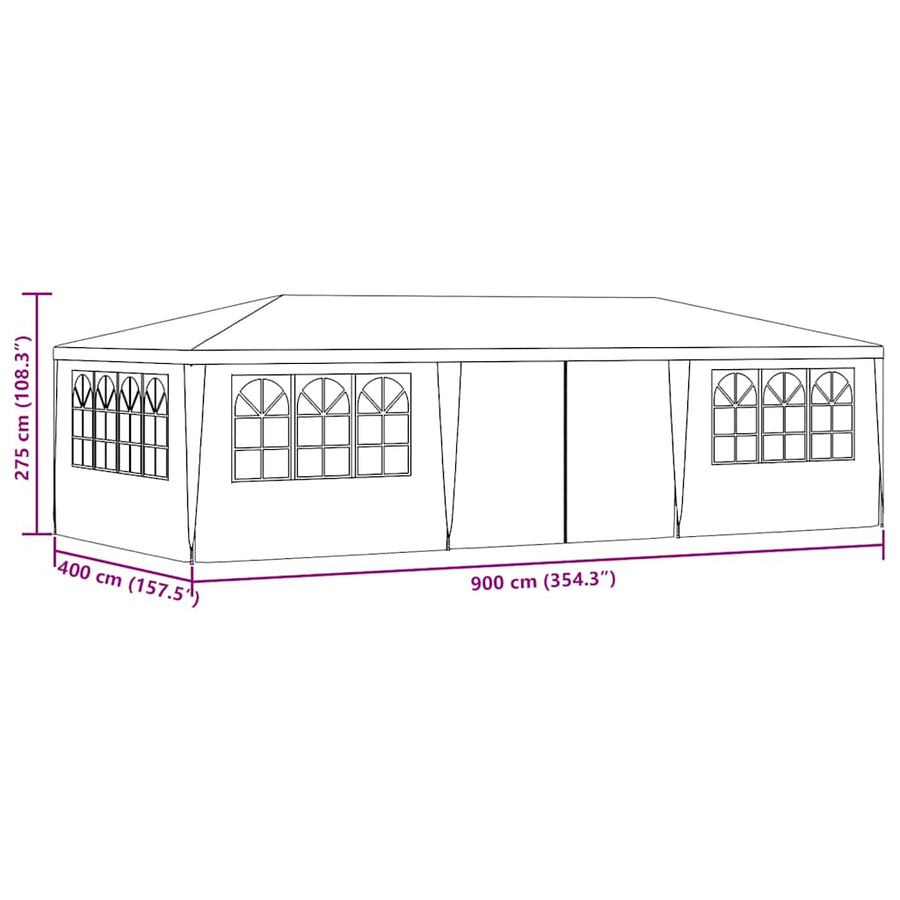 Professional Party Tent with Side Walls 4x9 m Green 90 g/m?