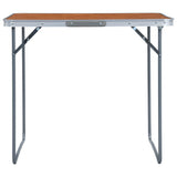 Foldable Camping Table with Metal Frame 80x60 cm - Front View