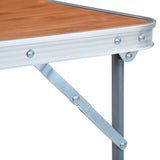 Foldable Camping Table with Metal Frame 80x60 cm - Close-Up Angle
