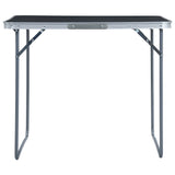 Foldable Camping Table with Metal Frame 80x60 cm Grey - Front View