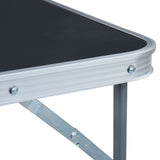 Foldable Camping Table with Metal Frame 80x60 cm Grey - Rear View