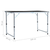 Foldable Camping Table Grey Aluminium 120x60 cm - Extra Image