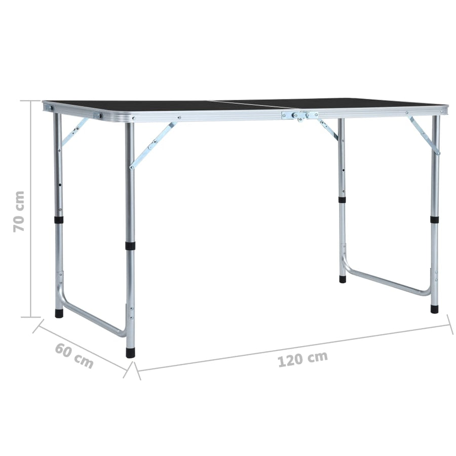 Foldable Camping Table Grey Aluminium 120x60 cm