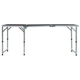Foldable Camping Table Grey Aluminium 180x60 cm - Side View