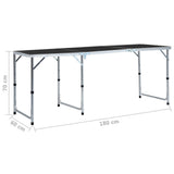 Foldable Camping Table Grey Aluminium 180x60 cm - Extra Image