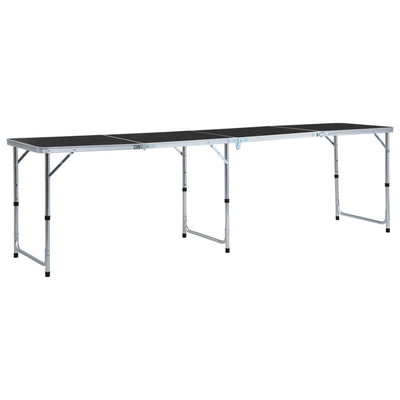 Foldable Camping Table Grey Aluminium 240x60 cm