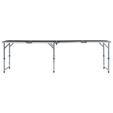 Foldable Camping Table Grey Aluminium 240x60 cm - Side View