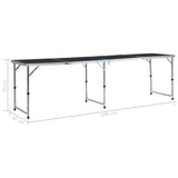 Foldable Camping Table Grey Aluminium 240x60 cm