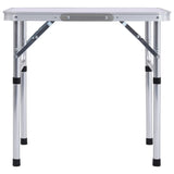 Folding Camping Table White Aluminium 60x45 cm - Side View