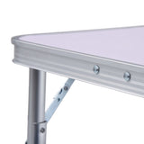 Folding Camping Table White Aluminium 60x45 cm - Close-Up Angle