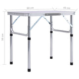 Folding Camping Table White Aluminium 60x45 cm - Low Angle