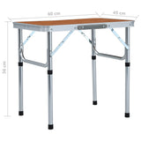 Folding Camping Table Aluminium 60x45 cm - Close-Up Angle