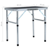 Folding Camping Table Grey Aluminium 60x45 cm - Close-Up Angle