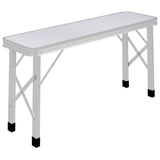 Folding Camping Table with 2 Benches Aluminium White - Side View
