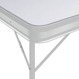 Folding Camping Table with 2 Benches Aluminium White - Rear View