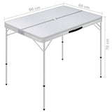Folding Camping Table with 2 Benches Aluminium White - Close-Up Angle