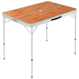 Folding Camping Table with 2 Benches Aluminium Brown - Front View