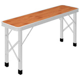 Folding Camping Table with 2 Benches Aluminium Brown - Rear View