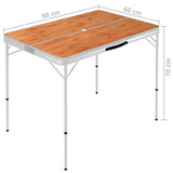 Folding Camping Table with 2 Benches Aluminium Brown - Close-Up Angle