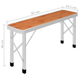 Folding Camping Table with 2 Benches Aluminium Brown - Low Angle