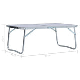 Folding Camping Table White Aluminium 60x40 cm - Low Angle