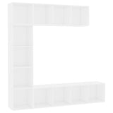 3 Piece Book/TV Cabinet Set White 180x30x180 cm - Front View
