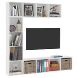 3 Piece Book/TV Cabinet Set White 180x30x180 cm - Side View