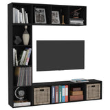 3 Piece Book/TV Cabinet Set Black 180x30x180 cm - Side View