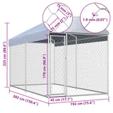 Outdoor Dog Kennel with Canopy Top 382x192x225 cm - Top-Down View