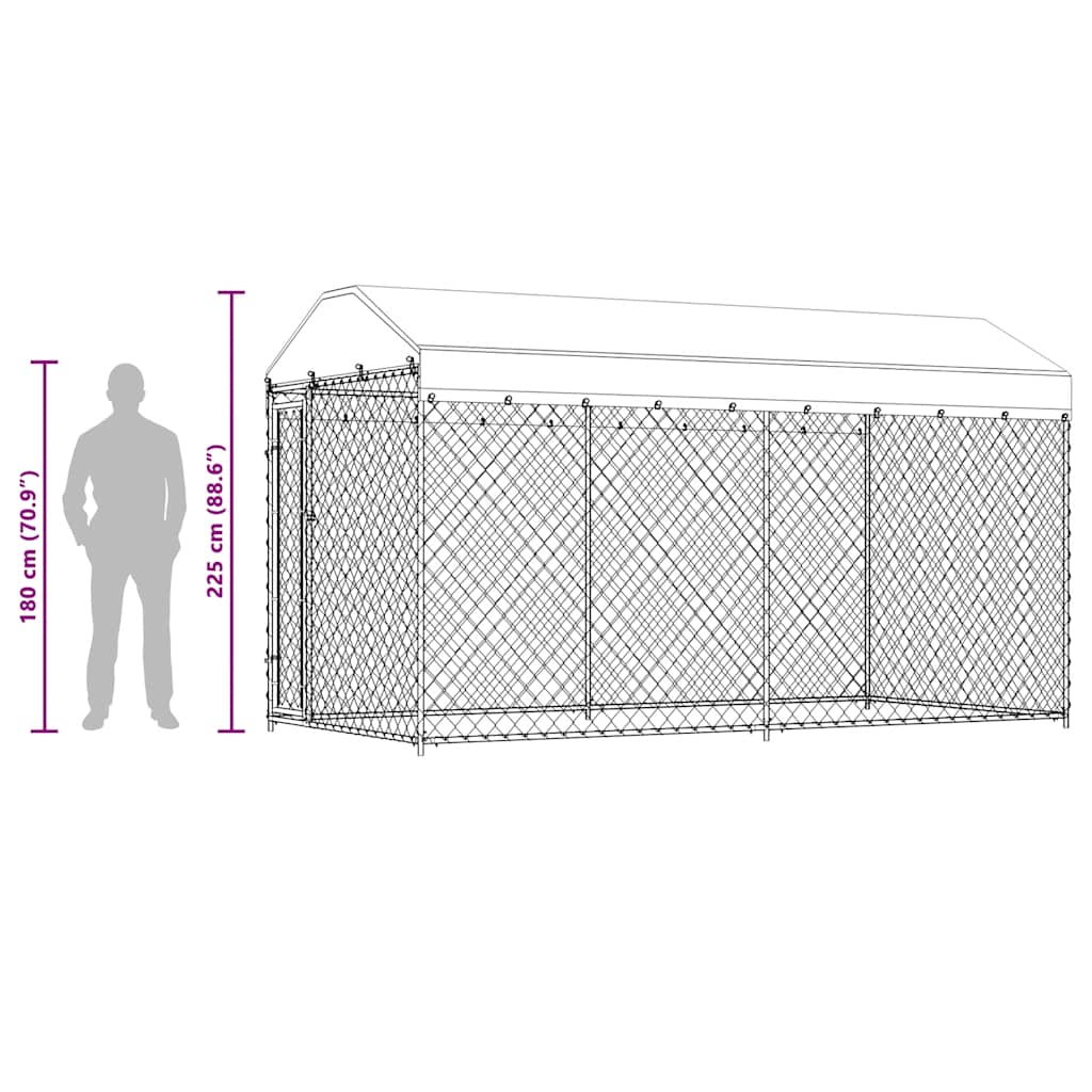 Outdoor Dog Kennel with Canopy Top 382x192x225 cm