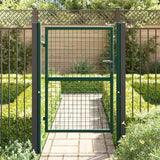 Fence Gate Steel 100x125 cm Green - Side View