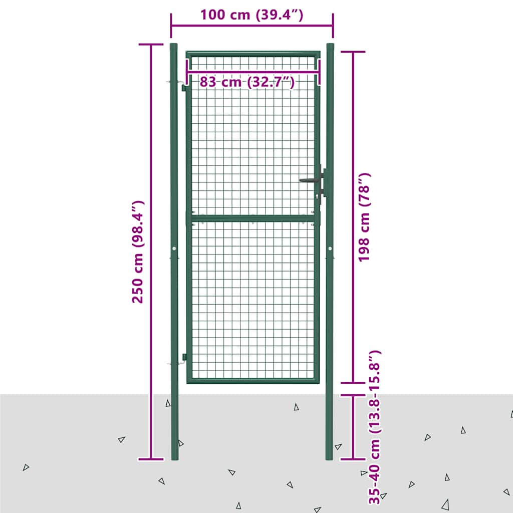 Fence Gate Steel 100x200 cm Green