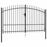 Fence Gate Double Door with Spike Top Steel 3x2 m Black