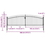 Double Door Fence Gate Woerden with Spear Top 400x174.5 cm