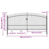Double Door Fence Gate with Spear Top 400x225 cm - Rear View