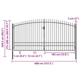 Double Door Fence Gate Woerden with Spear Top 400x249.5 cm