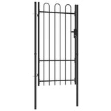Fence Gate BOXTEL Single Door with Arched Top Steel 1x1.75 m Black