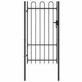Fence Gate BOXTEL Single Door with Arched Top Steel 1x1.75 m Black