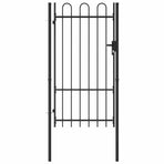 Fence Gate "BOXTEL" Single Door with Arched Top 1x1.75 m Black