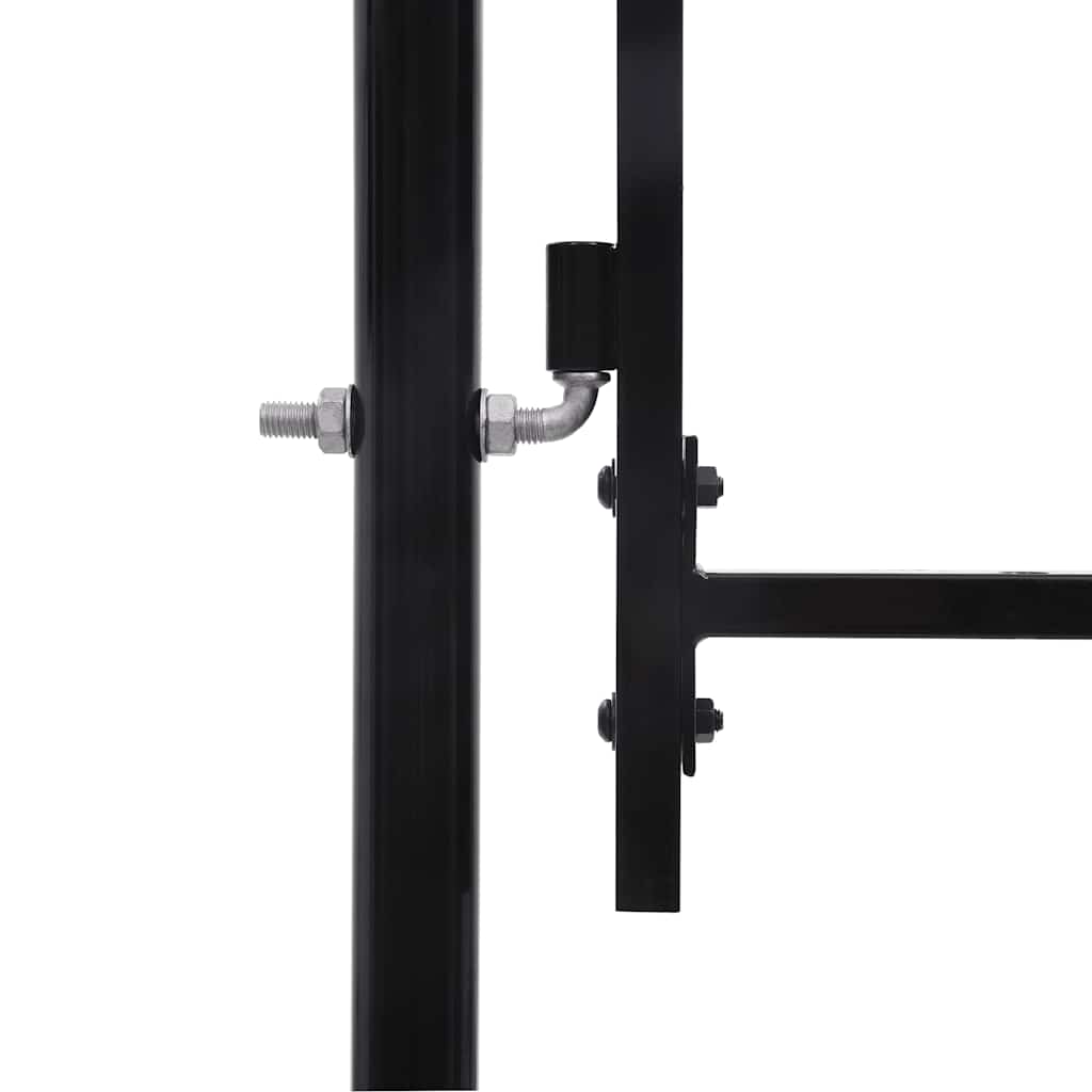 Fence Gate BOXTEL Single Door with Arched Top Steel 1x1.75 m Black