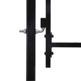 Fence Gate BOXTEL Single Door with Arched Top Steel 1x1.75 m Black - 45-Degree Angle