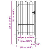 Fence Gate BOXTEL Single Door with Arched Top Steel 1x1.75 m Black