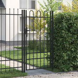 Fence Gate BOXTEL Single Door with Arched Top Steel 1x1.75 m Black