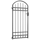 Fence Gate ASSEN with Arched Top Steel 89x200 cm Black
