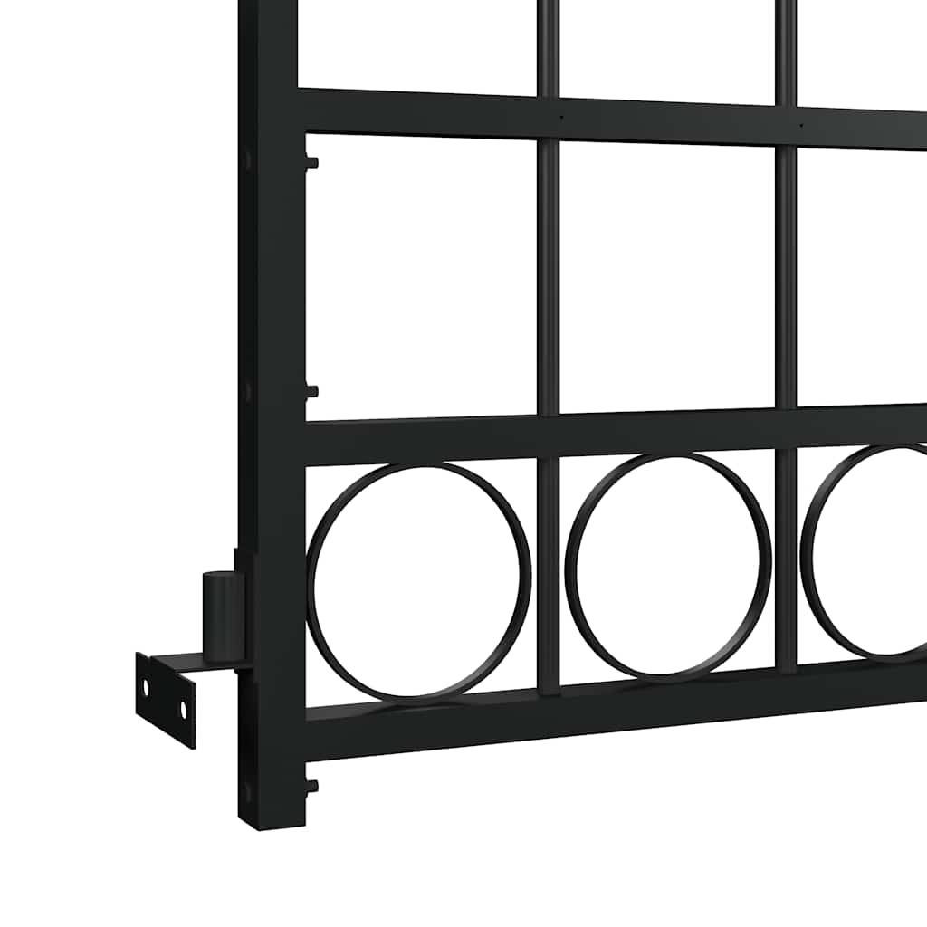 Fence Gate ASSEN with Arched Top Steel 89x200 cm Black