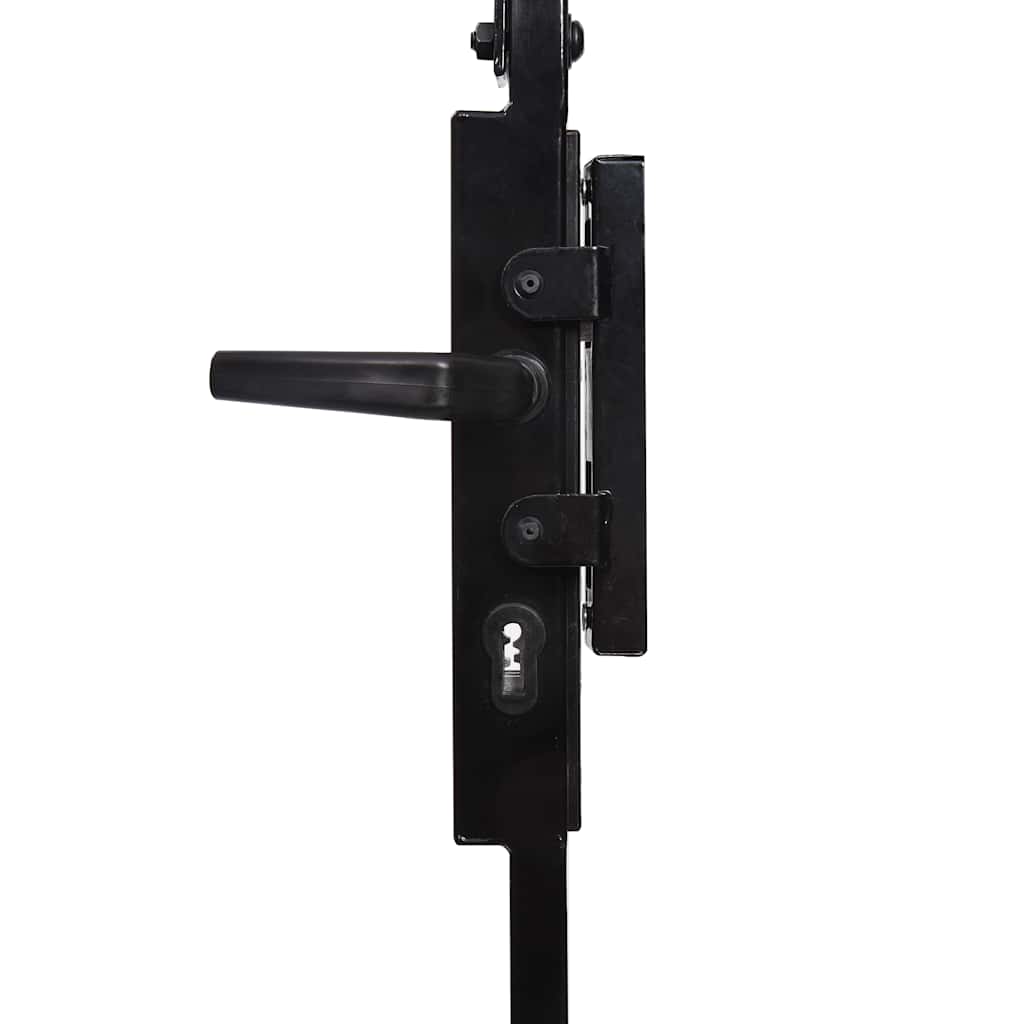 Fence Gate ASSEN with Arched Top Steel 89x200 cm Black